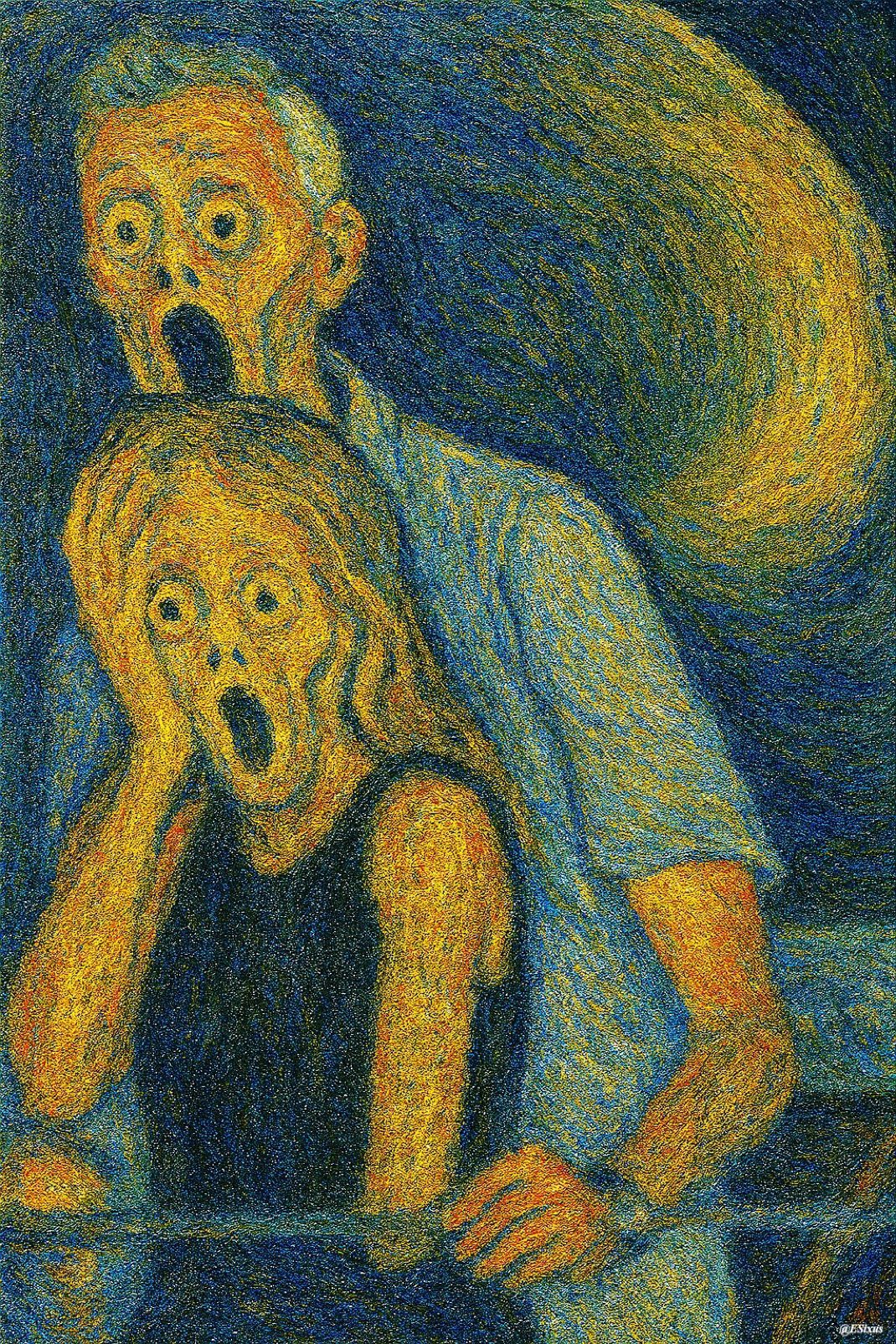 ColdplayGate meme comparing the couple to the Scream movie poster